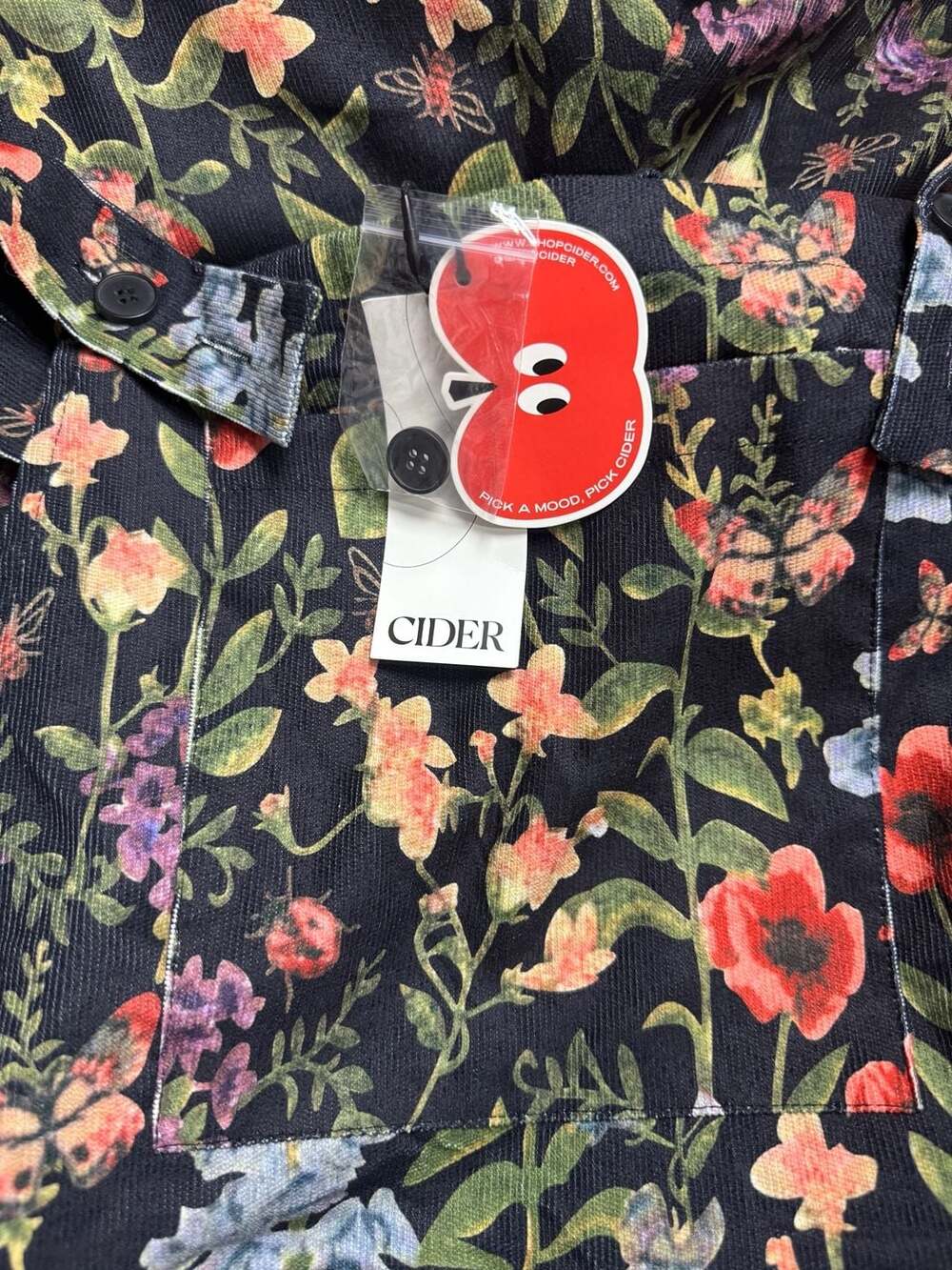 NEW Cider Black Floral Print Corduroy Overall Wide Leg Jumpsuit